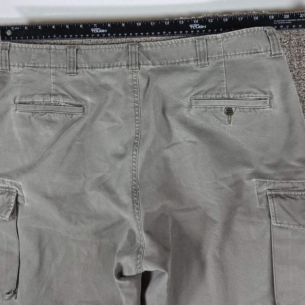 Vintage Polo Ralph Lauren Mens Green Canvas Cargo Pants Straight Wide Size 38x33